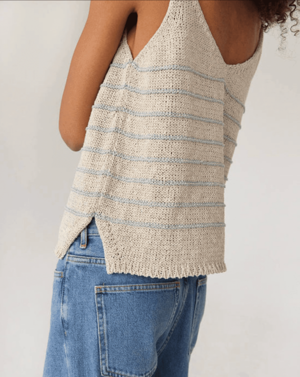 the Neringa Top in Natural Linen by the brand The Knotty Ones