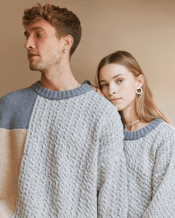 the Patch unisex Sweater in Pebble Grey by the brand The Knotty Ones