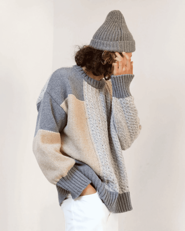 the Patch unisex Sweater in Pebble Grey by the brand The Knotty Ones