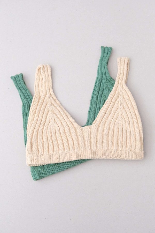 the Pieva Bralette in Fern Green & Dark Wheat by the brand The Knotty Ones