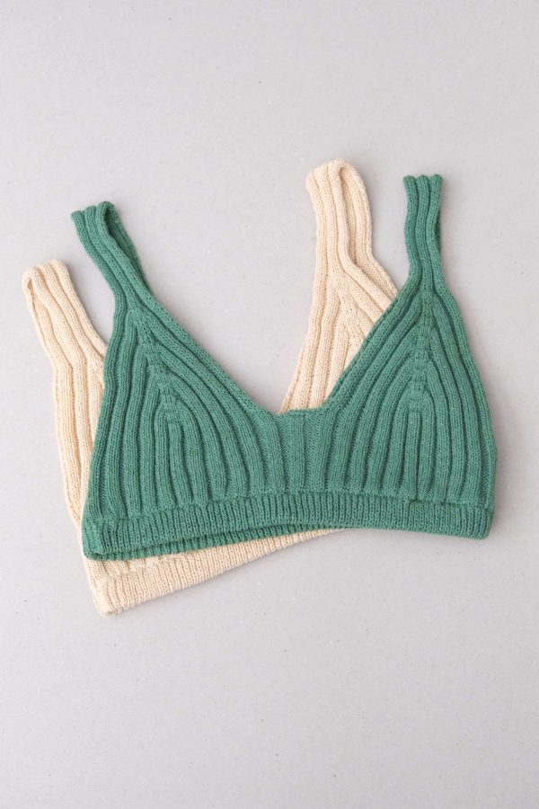 the Pieva Bralette in Fern Green & Dark Wheat by the brand The Knotty Ones