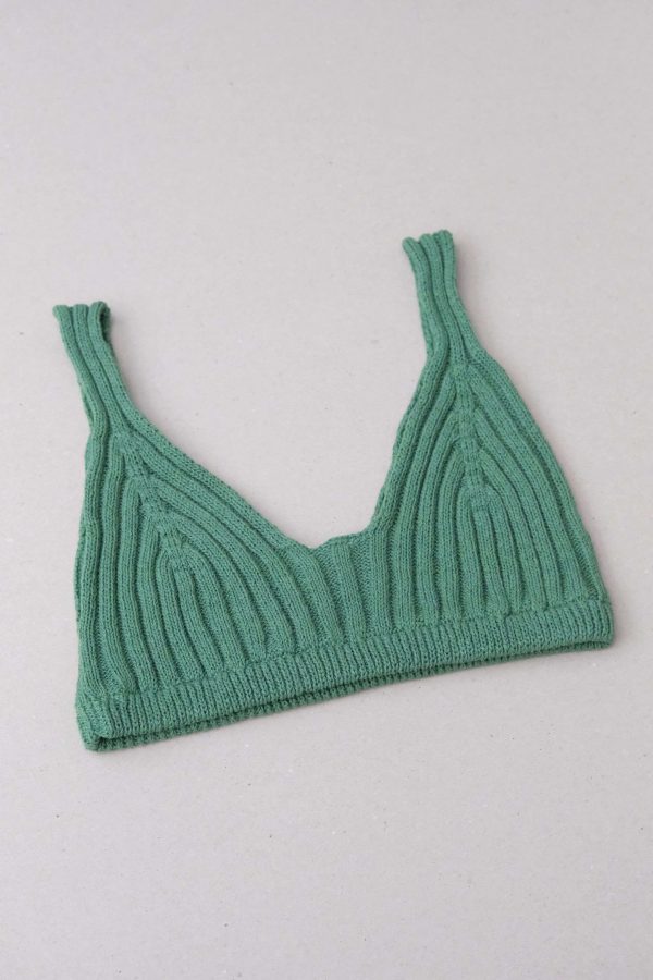 the Pieva Bralette in Fern Green by the brand The Knotty Ones