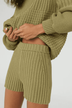 the Pilnatis Shorts & Delcia Sweater in Olive by The Knotty Ones