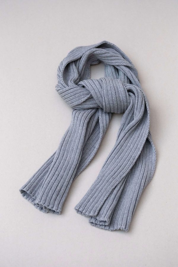 the knitted Rib Scarf in Grey by the brand The Knotty Ones