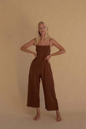 the Flo Jumpsuit in Hazel by the brand Bahhgoose