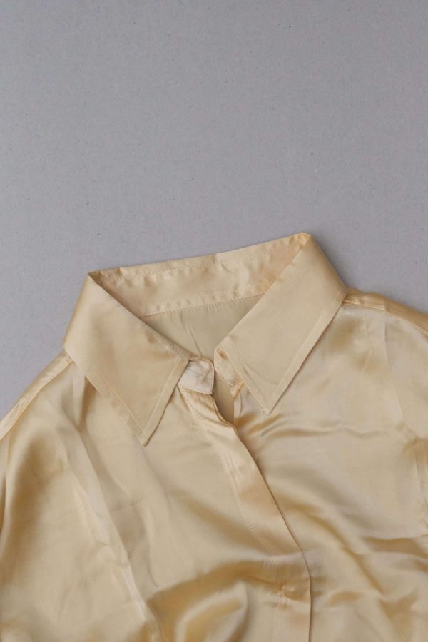 the silk Jai Button Up in Yellow by the brand Bahhgoose