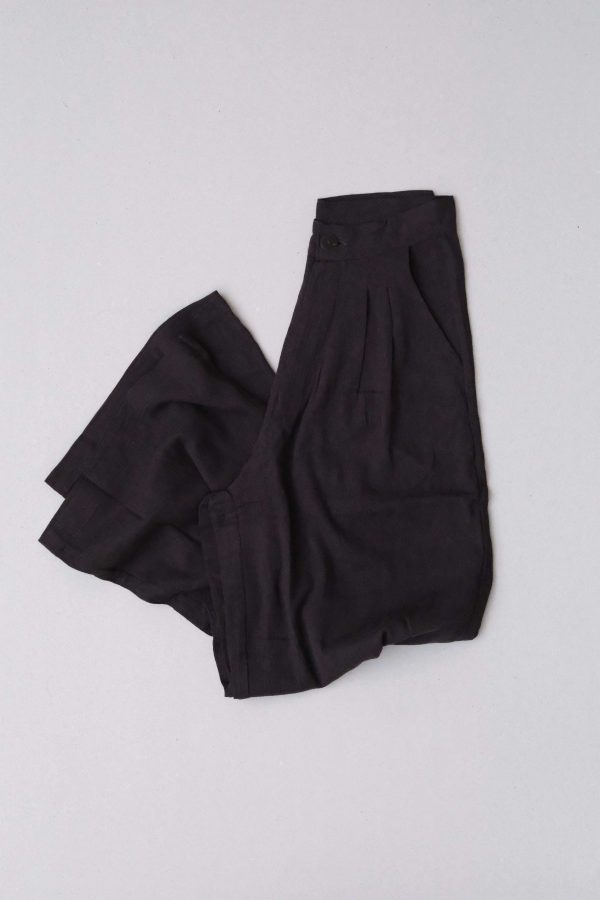 flatlay of the Ker Trousers in Charcoal by the brand Bahhgoose