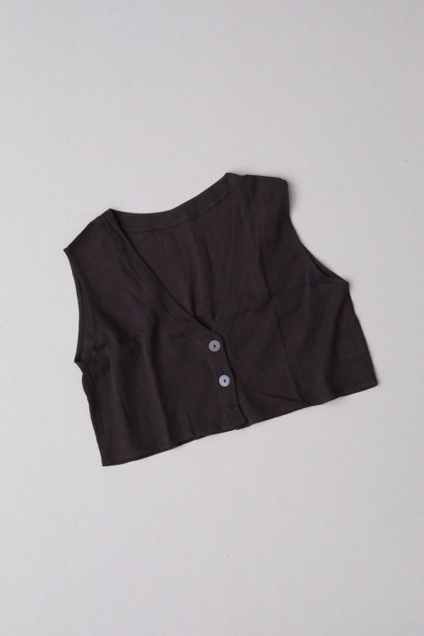 flatlay of the Ona Button Up in Charcoal by the brand Bahhgoose