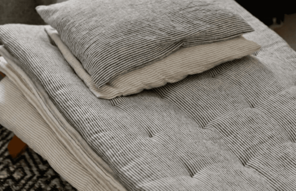 the linen Pillowcase in Grey Stripes by the brand Cats and Boys