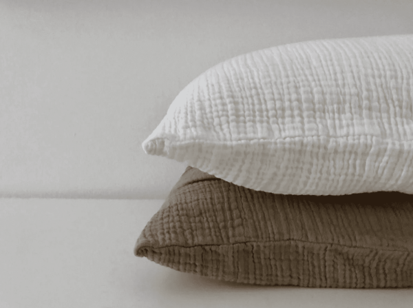 the muslin cotton gauze Pillowcases in Milk and Caramel by the brand Cats and Boys