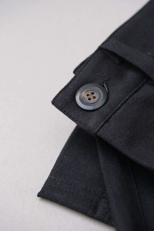 flatlay of the organic cotton & hemp Pierrot Pants in Black by the brand Harly Jae