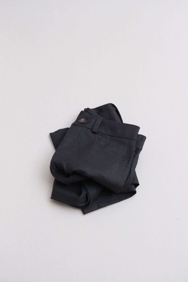 flatlay of the organic cotton & hemp Pierrot Pants in Black by the brand Harly Jae