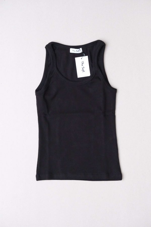 flatlay of the Rachel 90s Tank in black by the brand The Sept