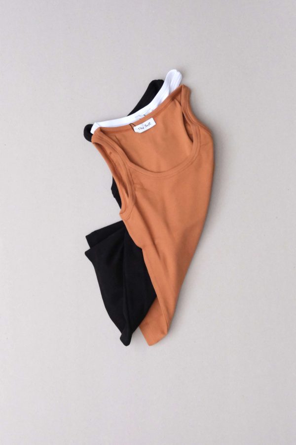 the Rachel 90s Tank in Caramel, Black & White by the brand The Sept