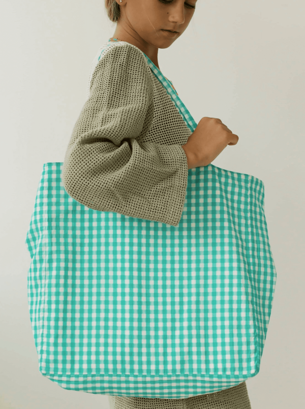 the Daphne Tote in Apple Plaid by the brand Yoli & Otis