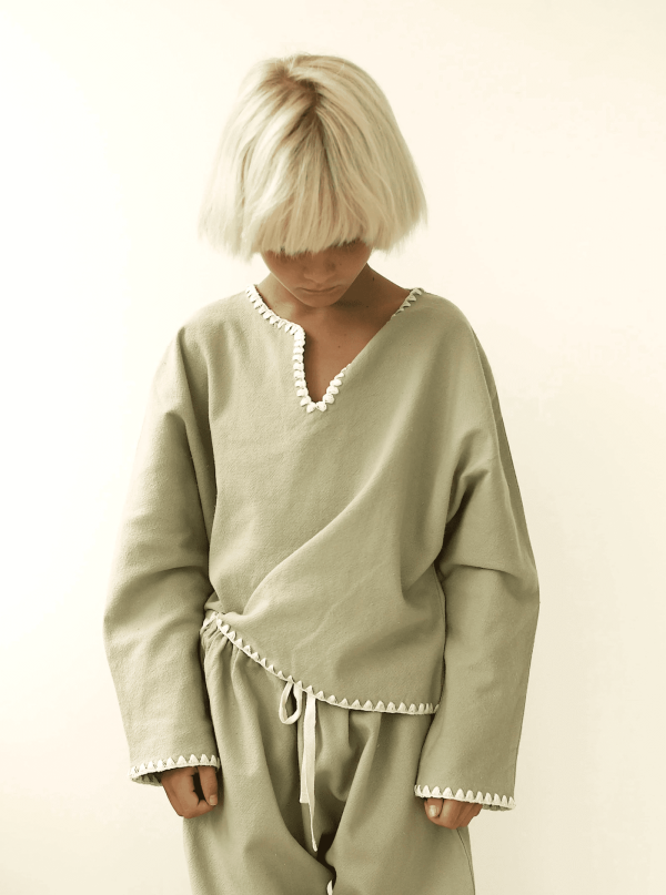 the Delano Top & Valan Trousers in Dried Herb by the brand Yoli & Otis