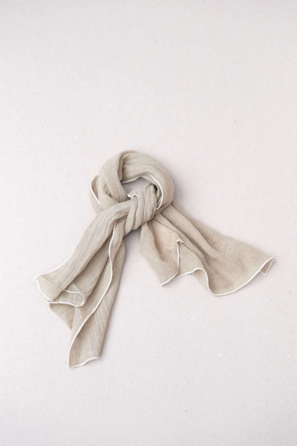 the Loretta Scarf in Dried Herb with Off-white Stitch by the brand Yoli & Otis