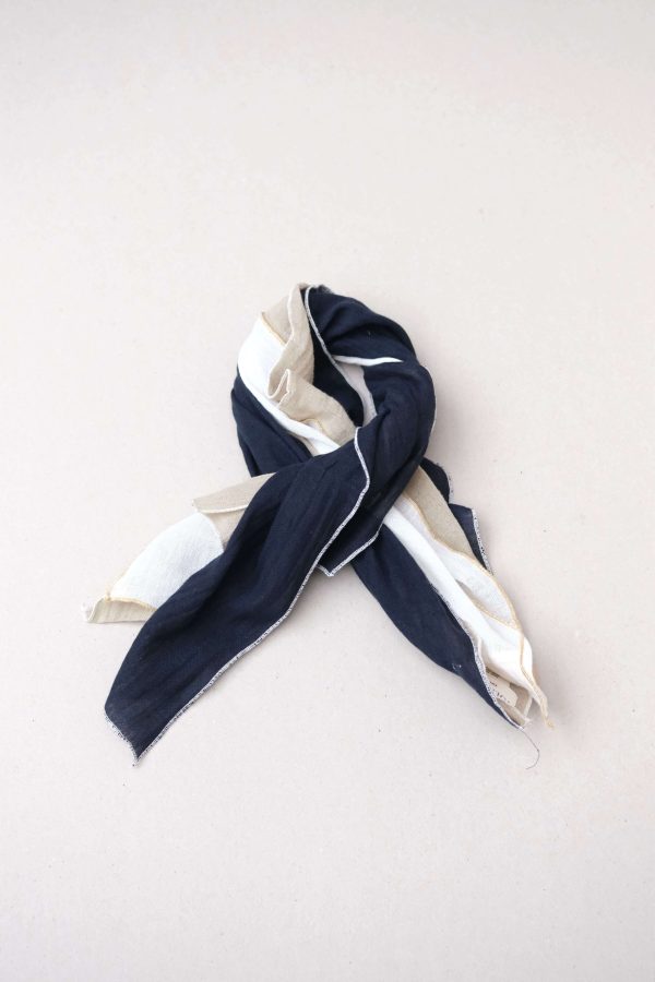 the Loretta Scarf in Dried Herb with Off-white Stitch, Navy with Off-White Stitch & Off-white with Parnsip Stitch by the brand Yoli & Otis