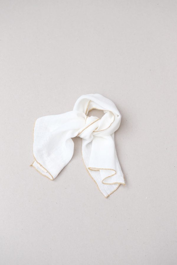 the Loretta Scarf in Off-White with Parsnip Stitch by the brand Yoli & Otis