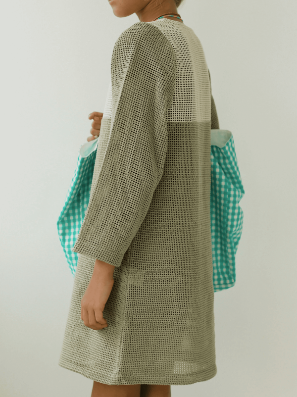 the Pippa Dress in Dried Herb paired with the Daphne Tote by the brand Yoli & Otis