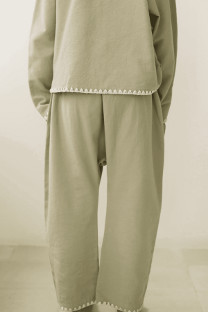 the Valan Trousers & Delano Top in Dried Herb by the brand Yoli & Otis