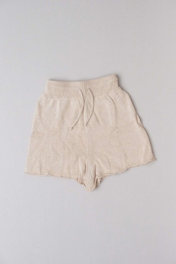 the Emma Knit Shorts in Bone by the brand The Bare Road