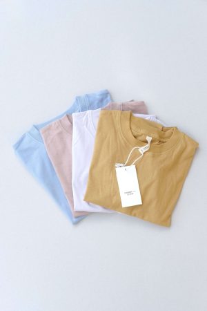 the Oversized Tee in Mustard / Purple / Mushroom & Sky Blue by the brand Summer and Storm