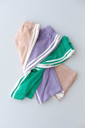 the Racer Terry Wide Leg Pants in Green / Purple / Peach by the brand Summer and Storm