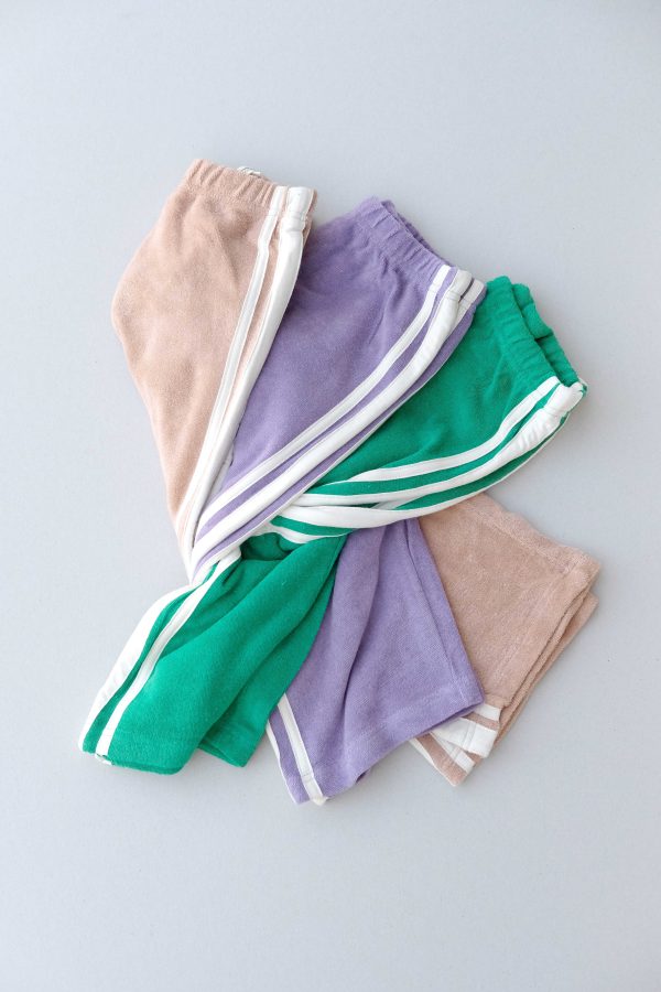 the Racer Terry Wide Leg Pants in Green / Purple / Peach by the brand Summer and Storm