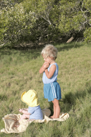 the Terry Retro Beach Shorts in Teal Blue by the brand Summer and Storm