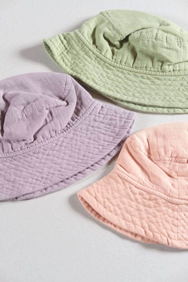 the organic cotton Bucket Hat in Dryed Green, Lavender & Peach by the brand LiiLU