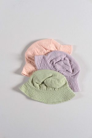 the organic cotton Bucket Hat in Dryed Green, Lavender & Peach by the brand LiiLU