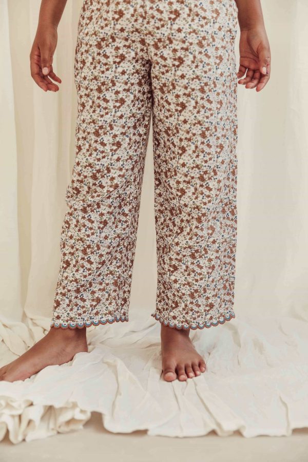 the organic cotton Claudia Pants in field flowers by the brand LiiLU