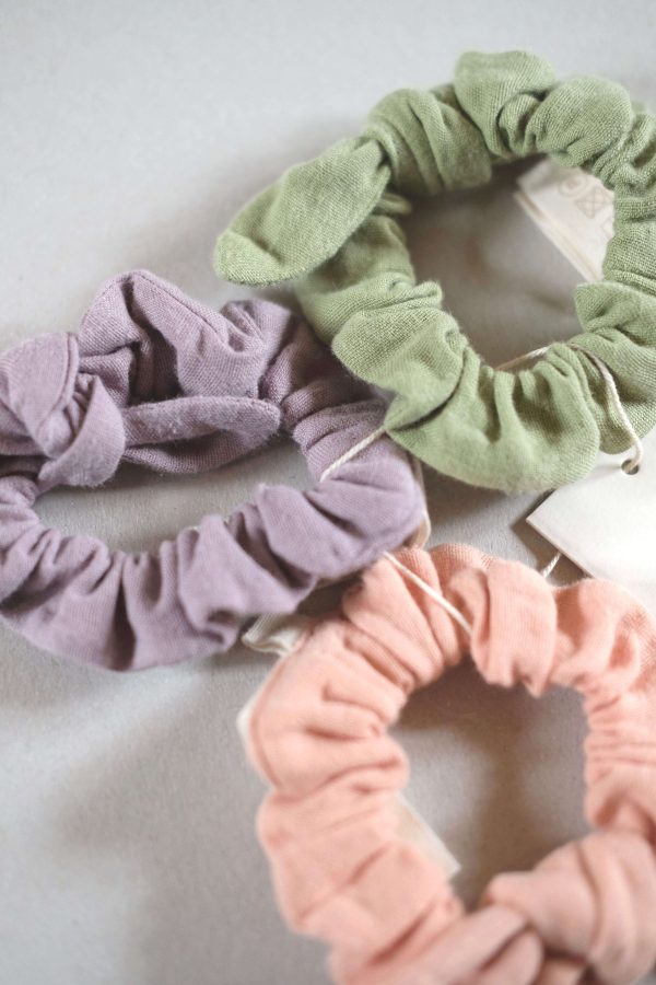the organic cotton Hair Elastic Set in Dryed Green, Lavender & Peach by the brand LiiLU