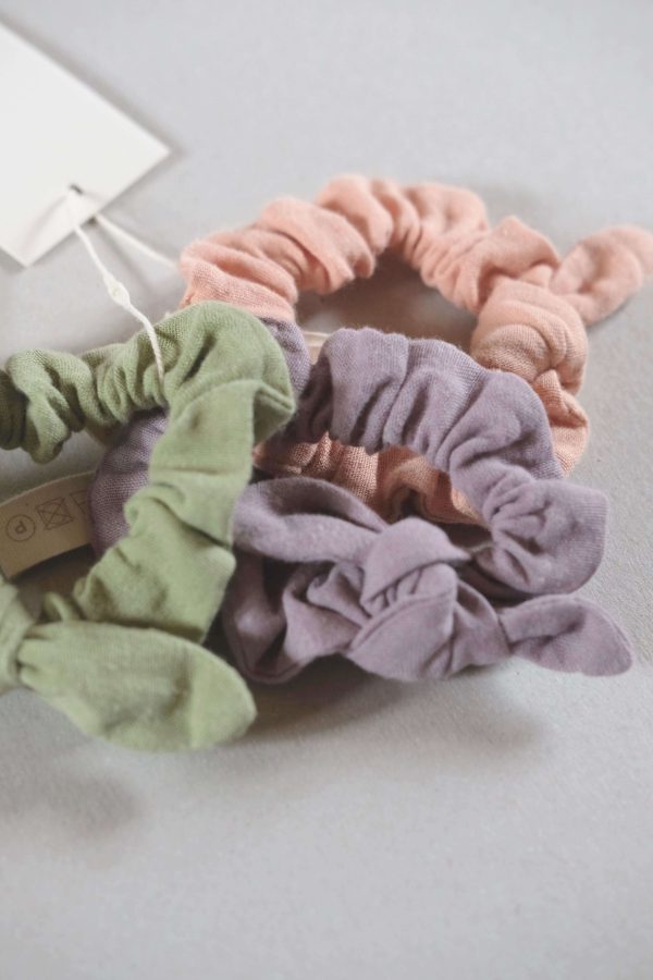 the organic cotton Hair Elastic Set in Dryed Green, Lavender & Peach by the brand LiiLU