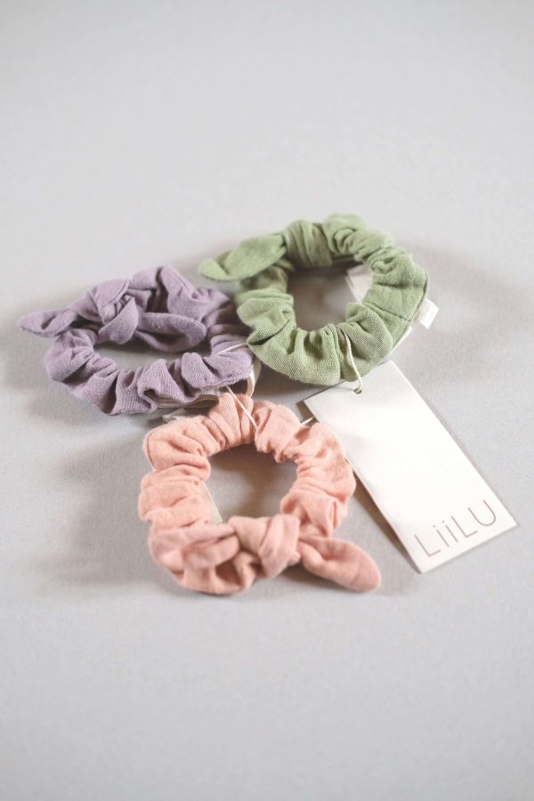 the organic cotton Hair Elastic Set in Dryed Green, Lavender & Peach by the brand LiiLU