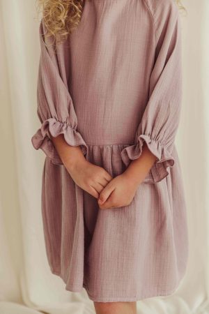 the organic cotton Lilou Dress in Lavender by the brand LiiLU