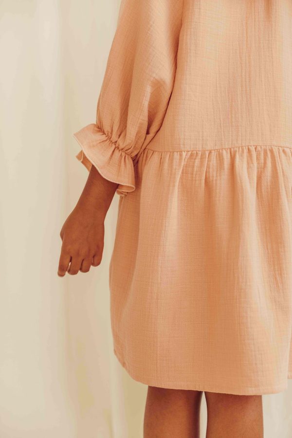 the organic cotton Lilou Dress in Peach by the brand LiiLU