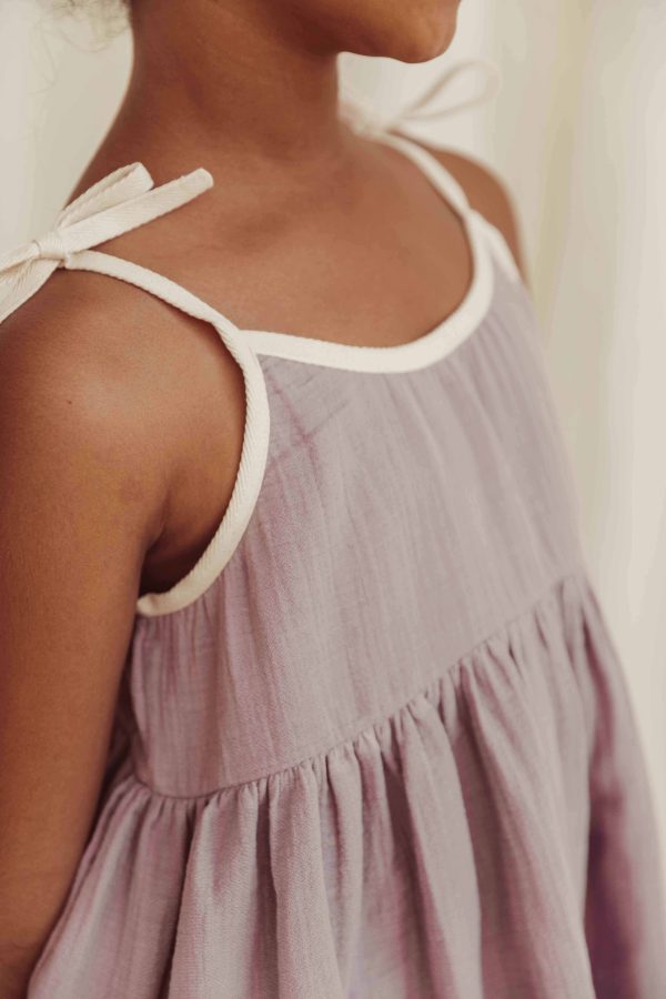 the organic cotton Louisa Dress in lavender by the brand LiiLU