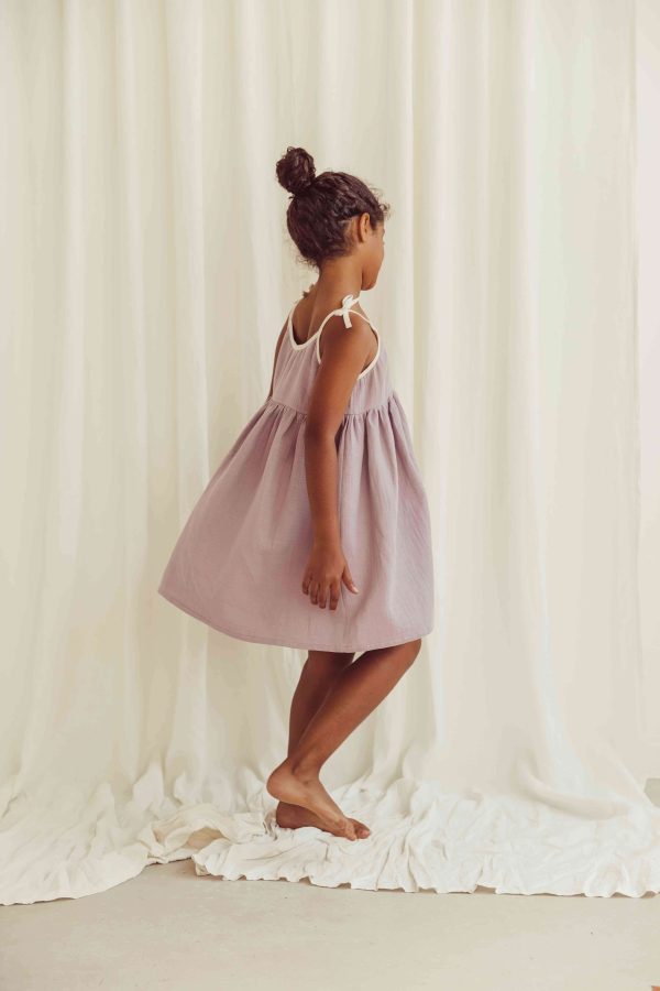 the organic cotton Louisa Dress in lavender by the brand LiiLU