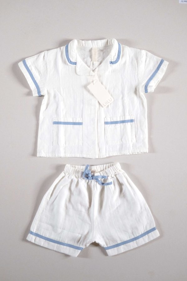 the organic cotton Pepijn PJ Set in Whisper White by the brand LiiLU