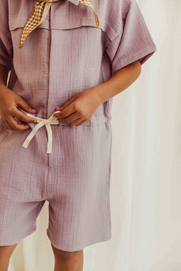 the organic cotton Silvan Jumpsuit in Lavender by the brand LiiLU