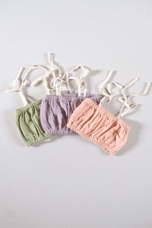 the organic cotton Susa Top in Dryed Green, Lavender & Peach by the brand LiiLU