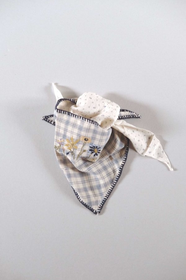 organic cotton bandana in Tattersall Check & Ditsy Floral by the brand LiiLU