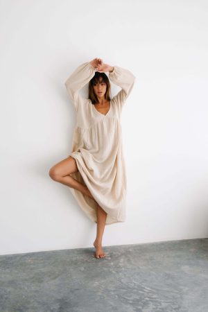 the Madi Bubble Dress in Bone by the Bare Road