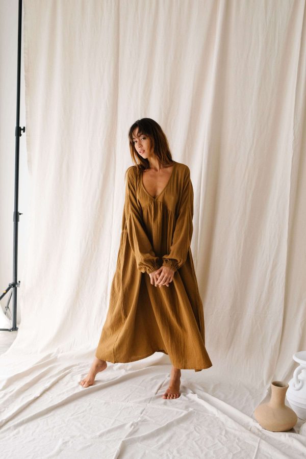 the Madi Bubble Dress in Chocolate by the Bare Road