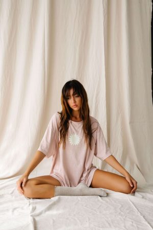 the Sunny Hemp Tee in dusty pink by The Bare Road