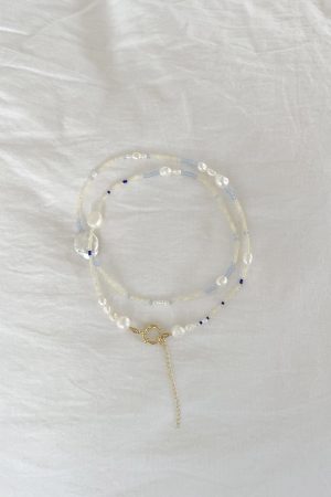 Pearl Chain 13 in White & Blue made for Morsel Store by the brand Lily & May