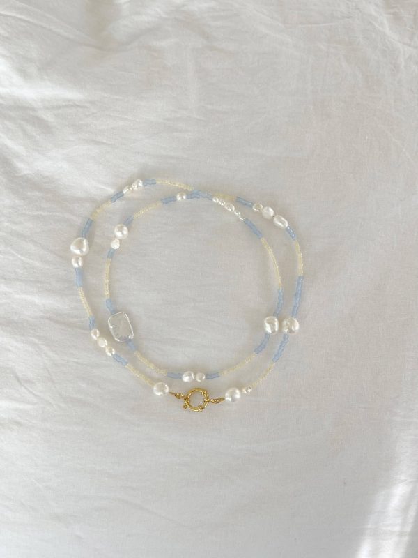 Pearl Chain 14 in White & Blue made for Morsel Store by the brand Lily & May