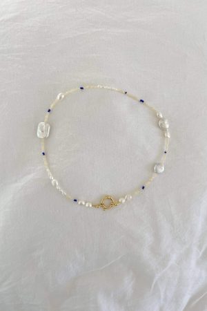 Pearl Necklace 01 in white & Blue made for Morsel Store by the brand Lily & May